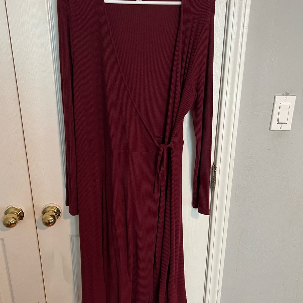 Old Navy Deep Red Long Sleeve Dress